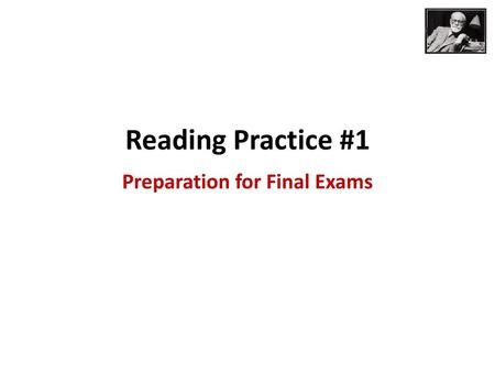 Preparation for Final Exams