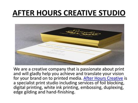 AFTER HOURS CREATIVE STUDIO