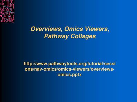 Overviews, Omics Viewers, Pathway Collages