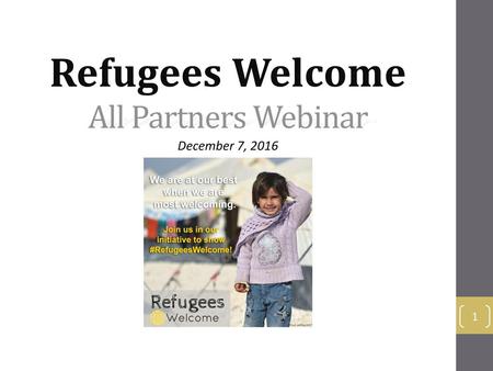 Refugees Welcome All Partners Webinar