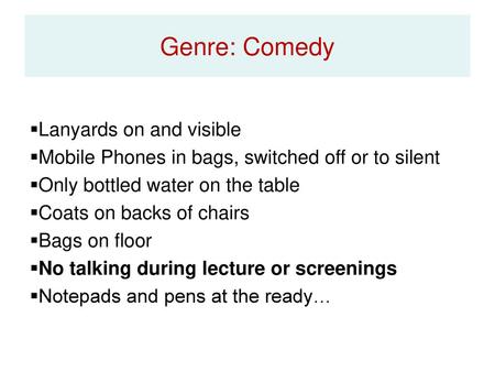 Genre: Comedy Lanyards on and visible