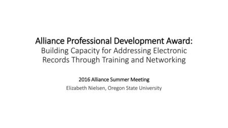 2016 Alliance Summer Meeting