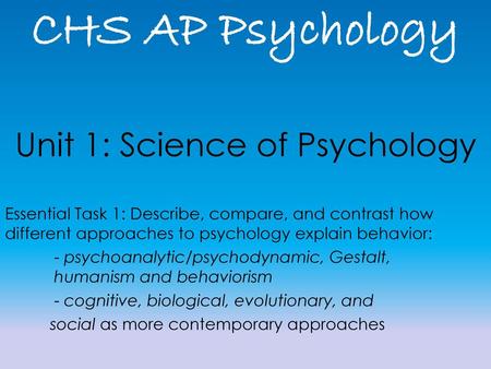 Unit 1: Science of Psychology