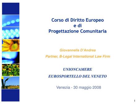 Corso di Diritto Europeo e di Progettazione Comunitaria