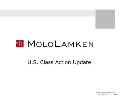 U.S. Class Action Update.