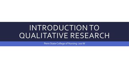 Introduction to qualitative research