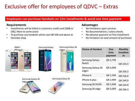 Exclusive offer for employees of QDVC – Extras