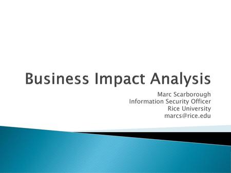 Business Impact Analysis