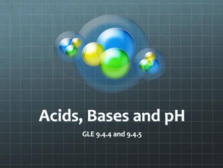 Acids, Bases and pH GLE 9.4.4 and 9.4.5.