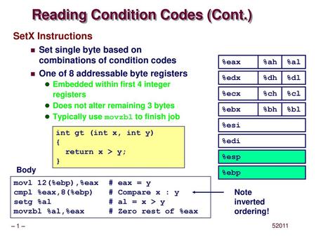 Reading Condition Codes (Cont.)