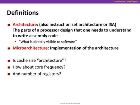 Instruction Set Architecture