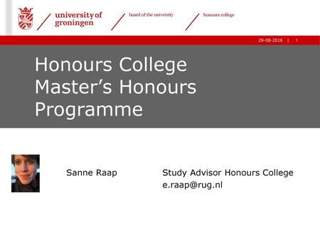 Honours College Master’s Honours Programme