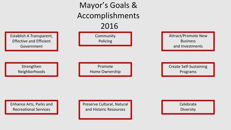 Mayor’s Goals & Accomplishments 2016