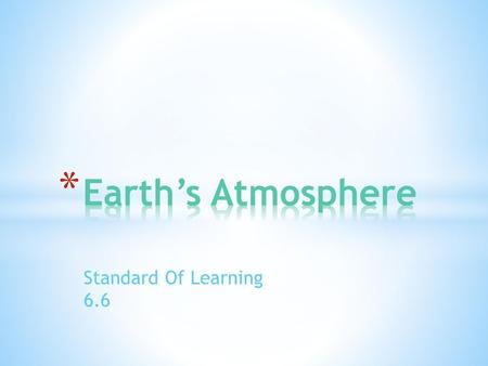 Earth’s Atmosphere Standard Of Learning 6.6.