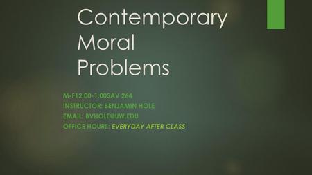 Contemporary Moral Problems