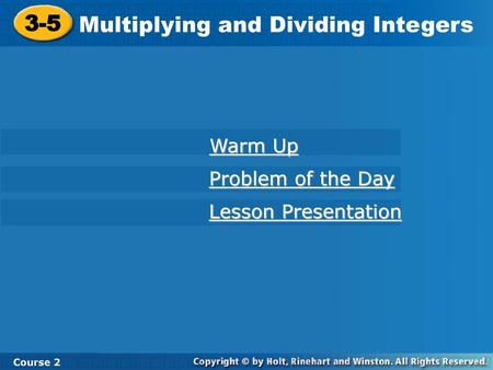 Multiplying and Dividing Integers