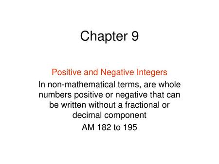 Positive and Negative Integers