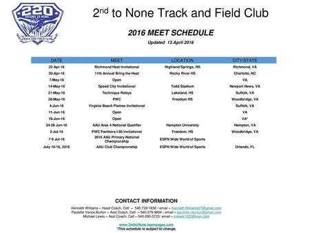 2nd to None Track and Field Club