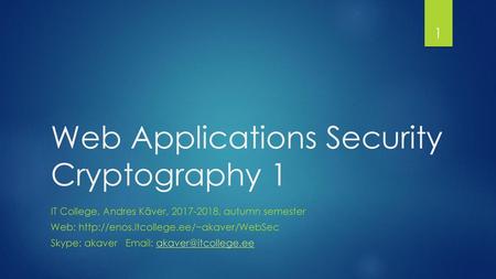 Web Applications Security Cryptography 1