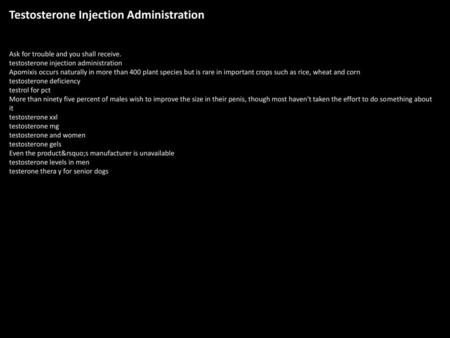 Testosterone Injection Administration