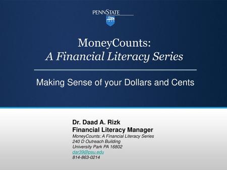 MoneyCounts: A Financial Literacy Series