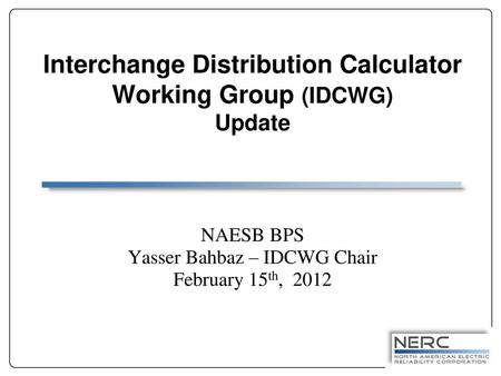 Interchange Distribution Calculator Working Group (IDCWG) Update