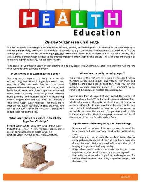 Education 28-Day Sugar Free Challenge