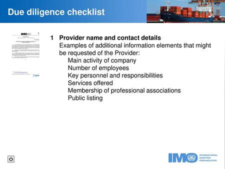 Due diligence checklist