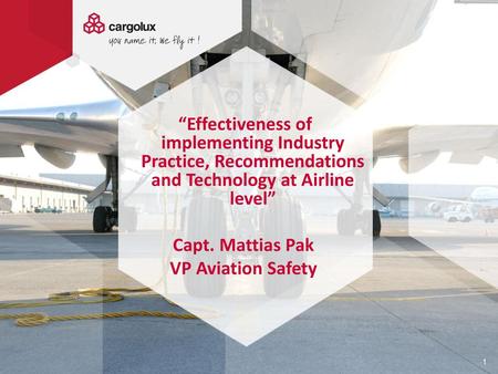 Capt. Mattias Pak VP Aviation Safety