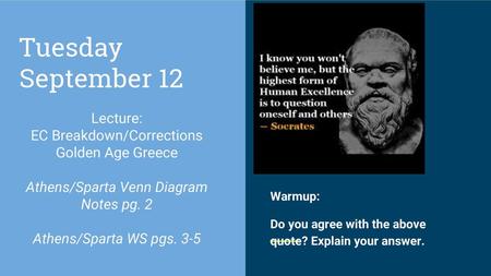 Tuesday September 12 Lecture: EC Breakdown/Corrections