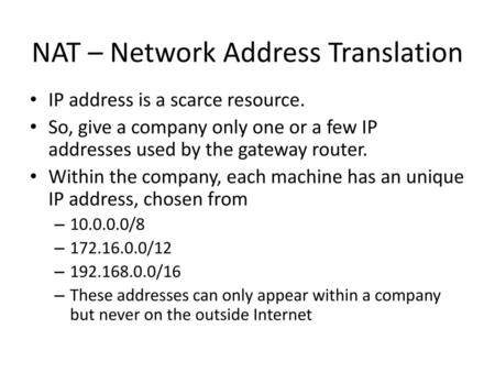 NAT – Network Address Translation