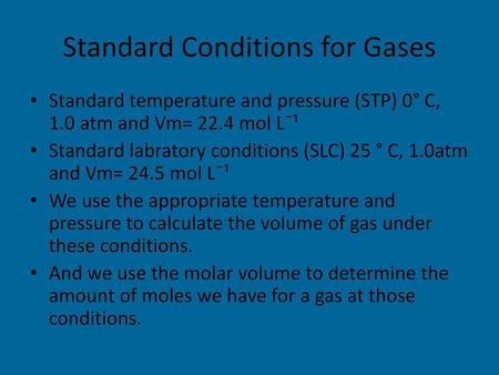 Standard Conditions for Gases