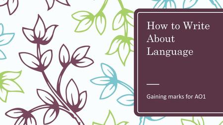 How to Write About Language