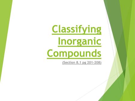 Classifying Inorganic Compounds