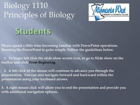 Students Biology 1110 Principles of Biology