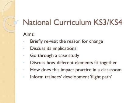 National Curriculum KS3/KS4