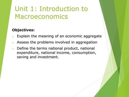 Unit 1: Introduction to Macroeconomics