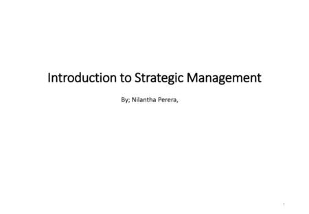 Introduction to Strategic Management