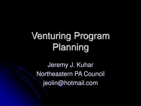 Venturing Program Planning