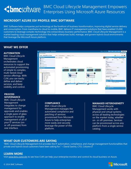 MICROSOFT AZURE ISV PROFILE: BMC SOFTWARE