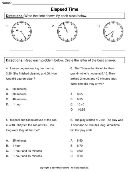 Elapsed Time Name: ____________________________