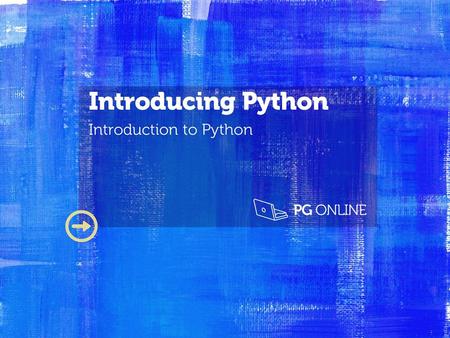 Introducing Python Introduction to Python.