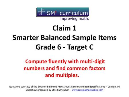 Claim 1 Smarter Balanced Sample Items Grade 6 - Target C