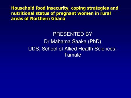 UDS, School of Allied Health Sciences- Tamale