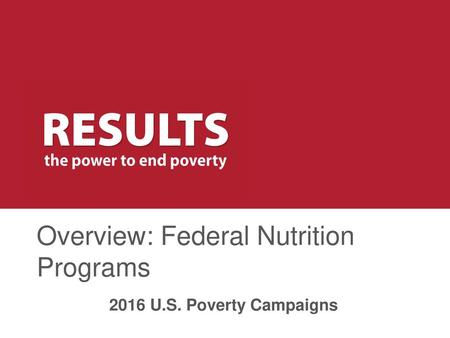 Overview: Federal Nutrition Programs