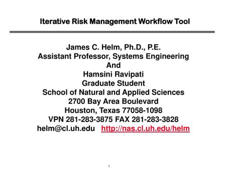 Iterative Risk Management Workflow Tool