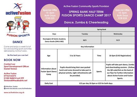 DANCE SPRING BANK HALF TERM FUSION SPORTS DANCE CAMP 2017