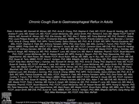 Chronic Cough Due to Gastroesophageal Reflux in Adults