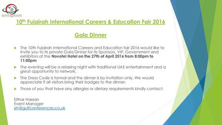 10th Fujairah International Careers & Education Fair 2016 Gala Dinner