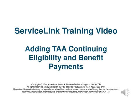 ServiceLink Training Video